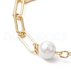 2Pcs 2 Styles Bowknot Aluminium Twisted Curb Chains Bracelet & Brass Paperclip & Shell Pearl Chains Bracelet Set for Women BJEW-JB11601-4