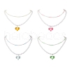 4Pcs 4 Colors Acrylic Heart Pendant ABS Plastic Imitation Pearl & Glass Seed Beaded Double Layer Necklaces NJEW-JN05290-2