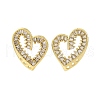 Heart Brass Micro Pave Clear Cubic Zirconia Stud Earrings EJEW-H158-01G-4