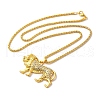 Alloy Rhinestone Lion Pendant Necklace NJEW-A017-03G-2