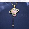 304 Stainless Steel Hot Pearl Enamel Constellation Planet Pendant Necklaces NJEW-D310-01K-G-5