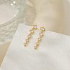 Flat Round Tassel Brass Micro Pave Clear Cubic Zirconia Stud Earrings FS-WG5D18E-01-4