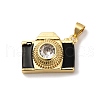 Brass Micro Pave Cubic Zirconia & Enamel Pendants KK-Q098-36G-A-1