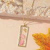 Rectangle with Inner Flower Resin Pendant Iron Cable Chain Necklaces for Women FS-WG0F8F1-11-1