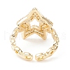 Clear Cubic Zirconia Open Star Cuff Ring KK-D067-39G-RS-3