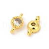 Brass Cubic Zirconia Flat Round Connector Charms KK-H204-02G-04-2