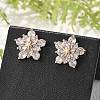 Flower Brass Micro Pave Cubic Zirconia Stud Earrings for Women EJEW-G428-28B-02-2