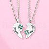 2Pcs Mother's Day Heart Alloy Indicolite Rhinestone Mother and Daughter Pendant Necklaces FS-WG01266-01-1
