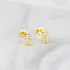 Brass Clear Cubic Zirconia Stud Earrings WGC2A80-18-1