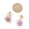 Flower Handmade Glass Seed Beads Dangle Stud Earrings EJEW-MZ00471-01-4