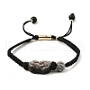 Natural Mixed Gemstone Pixiu Braided Bead Bracelet BJEW-K330-01-1