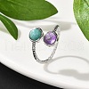 Natural Amethyst & Amazonite Finger Rings RJEW-A068-03P-02-2