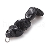 Gradient Color Natural Smoky Quartz & Natural Obsidian & Natural Labradorite Chip Beaded Pendants PALLOY-JF02791-07-5