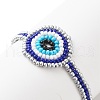 Glass Seed Braided Evil Eye Link Bracelet for Women BJEW-JB08398-01-5