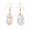Mother's Day Jewellery Wire Wrapped Natural Baroque Pearl Keshi Pearl Dangle Earrings EJEW-JE04506-01-2