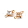 Brass Pave Glass Rhombus Links Connector Charms GLAA-Q088-001E-2