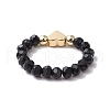 Glass & Brass Beaded Stretch Rings for Women RJEW-JR00858-01-4