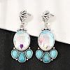 Alloy Synthetic Turquoise Dangle Stud Earrings EJEW-U053-04B-AS-1