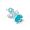 8Pcs 8 Colors Glass Pendants PALLOY-JF03575-04-4
