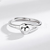Round Rhodium Plated 925 Sterling Silver Adjustable Rings FS-WG2BA4F-01-3