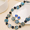 Square & Round Glass Beaded Necklaces & Stud Dangle Earrings Sets for Women FS-WG16680-01-2