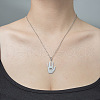 201 Stainless Steel Hollow Hamsa Hand with Eye Pendant Necklace NJEW-OY001-79-2