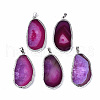 Edge Platinum Plated Natural Agate Slices Big Pendants G-S359-189B-1
