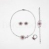 Flower Brass Micro Pave Cubic Zirconia Pendant Necklaces & Stud Earrings & Rings & Bracelets Sets WG9A1B1-02-2