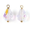 Electroplate Glass Teardrop Charms STAS-N110-13G-1