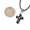 Cross Glass Sead Beaded Pendant Necklaces NJEW-MZ00093-02-3