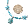 Synthetic Turquoise Sea Turtle & Starfish Pendant Beaded Necklaces NJEW-JN05210-01-3