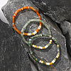 3Pcs Column Natural Red Aventurine & Amazonite & Shell Beaded Stretch Bracelet Setfor Women YA8803-2