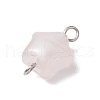 Natural Rose Quartz Connector Charms PALLOY-JF02734-02-3