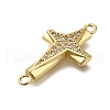 Brass Clear Cubic Zirconia Cross Connector Charms ZIRC-I070-010G-2