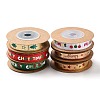 6 Rolls 6 Styles Christmas Hot Stamping Polyester Ribbons OCOR-D013-01-1