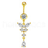 316L Surgical Stainless Steel Cubic Zirconia Butterfly Curved Barbell Dangle Belly Rings WGB11C1-06-2