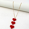 Iron Flocking 3 Red Heart Pendant Necklaces for Women FS-WG37646-01-2