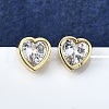 Brass Micro Pave Clear Cubic Zirconia Stud Earrings for Women EJEW-F363-02G-1