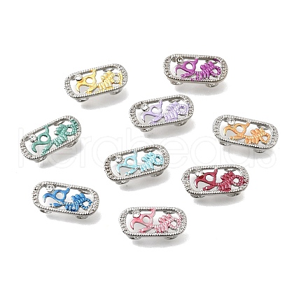 Brass Crystal Rhinestone Oval with Dragon Skeleton Multi-Strands Links KK-P306-15P-1