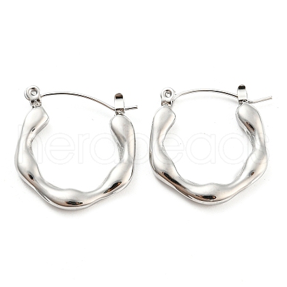 Non-Tarnish Wave Ring 304 Stainless Steel Hoop Earrings for Women EJEW-C067-11P-1