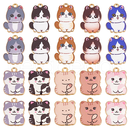   20Pcs 10 Styles Printed Alloy Pendants FIND-PH0021-07-1