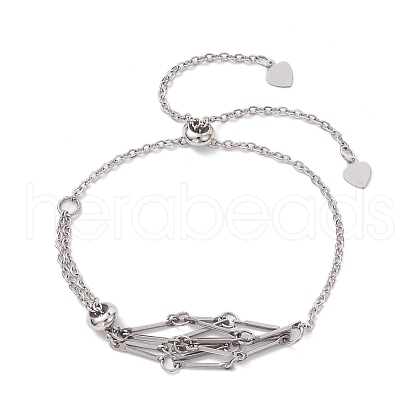 Tarnish Resistant Adjustable Braided 201 Stainless Steel Macrame Pouch Cable Chain Slider Bracelet Making BJEW-JB10284-02-1