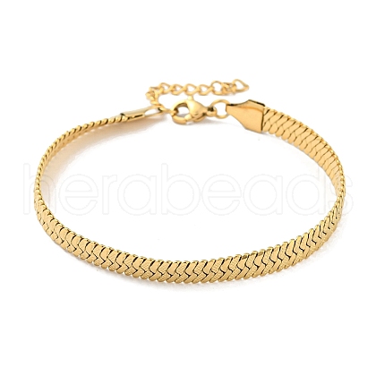 Ion Plating(IP) 304 Stainless Steel Herringbone Chain Bracelet BJEW-D028-02D-01G-1