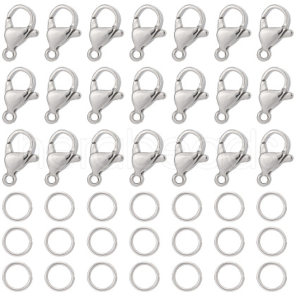 SUNNYCLUE 120Pcs 304 Stainless Steel Lobster Claw Clasps with 120Pcs Open Jump Rings STAS-SC0004-89-1