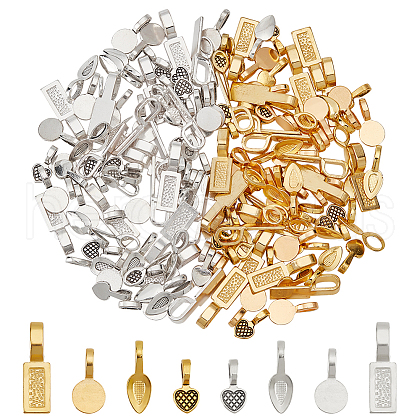  160Pcs 8 Style Tibetan Style Alloy Glue-on Flat Pad Bails TIBE-NB0001-26-1