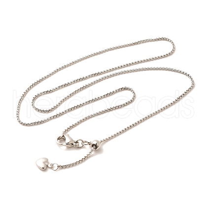 1mm Rack Plating Brass Box Chain Adjustable Slider Necklaces for Women Men MAK-L044-08P-1