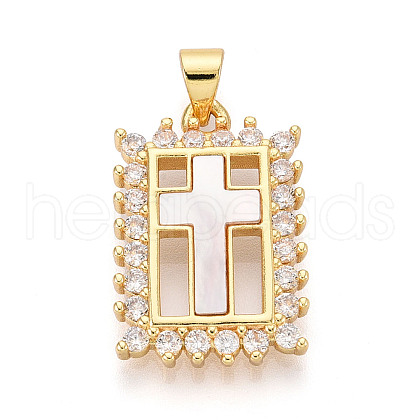 Brass Micro Pave Clear Cubic Zirconia Pendants KK-N268-67G-1