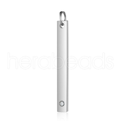 201 Stainless Steel Bar Tag Pendants STAS-S105-T608D-1-3-1