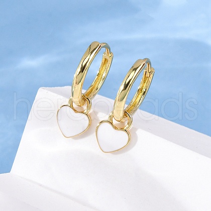 Heart Brass Enamel Hoop Earrings EJEW-Q048-02G-1