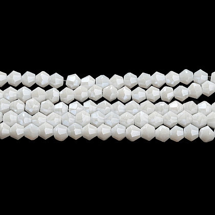 Opaque Solid Color Electroplate Glass Beads Strands EGLA-A039-P4mm-A15-1